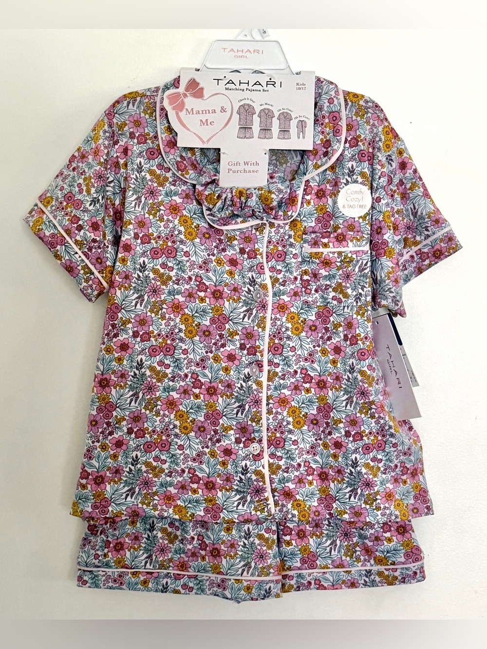 Tahari Pink & Yellow Floral Short Pajama Set